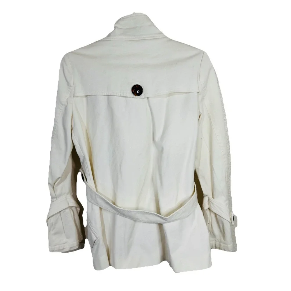 Zara Jacket Bell Sleeve Cream Beige‎ M Woman Cotton Double Breast Buttons Lined